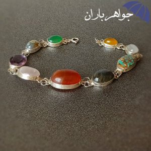 دستبند نقره چندجواهر ام البنین دست ساز