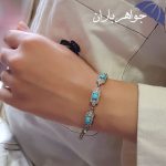 دستبند فیروزه نیشابوری دور جواهری زنانه