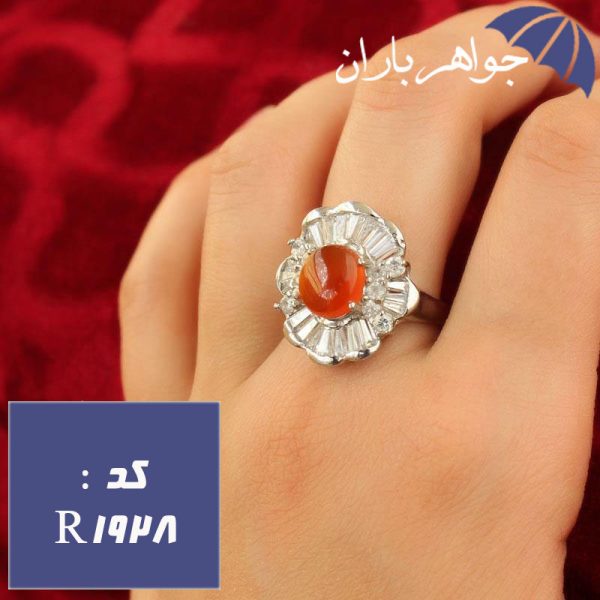 انگشتر عقیق یمنی اصل دور جواهری زنانه