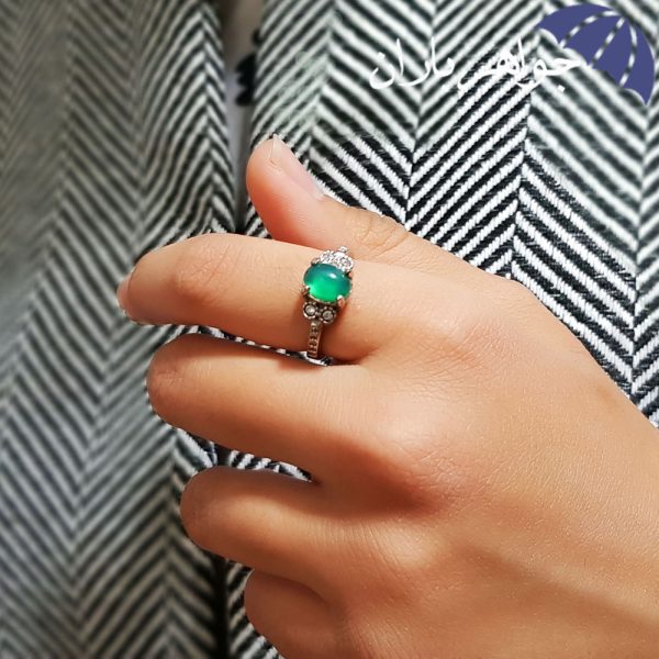 انگشتر نقره عقیق سبز زنانه اصل