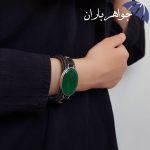 دستبند عقیق سبز اصل چرمی