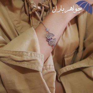 دستبند نقره زنانه طرح بال فرشته و ستاره