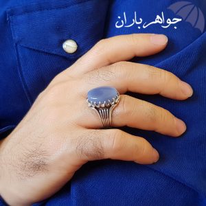 انگشتر عقیق یمنی کبود اصل دورچنگی مردانه