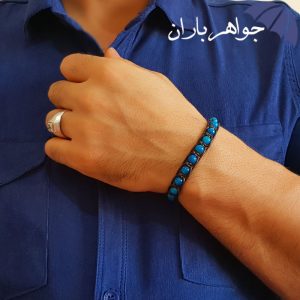 دستبند عقیق آبی اصل طرح بافت