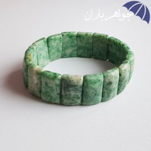 دستبند جید سبز طرح دار اصل درشت